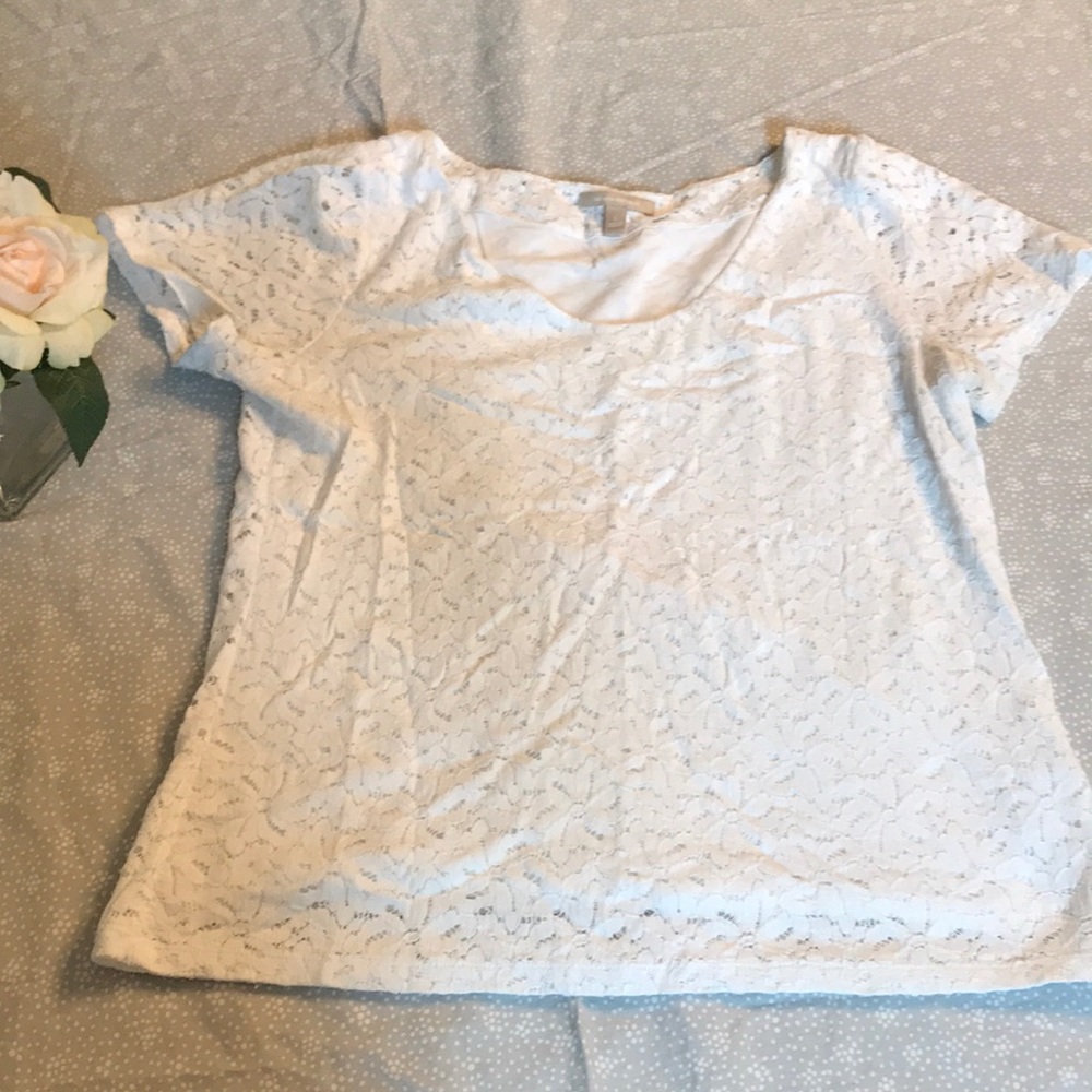 White banana republic lace t shirt